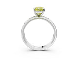 White gold Fancy Yellow Radiant  Solitaire Diamond Engagement Ring with XO Engraved Band and Four-Prong Setting 4