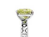 White gold Fancy Yellow Radiant  Solitaire Diamond Engagement Ring with XO Engraved Band and Four-Prong Setting