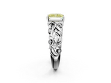 White gold Fancy Yellow Radiant  Solitaire Diamond Leaf Vine Band with Prong Setting_64