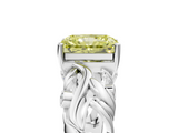 White gold Fancy Yellow Radiant  Solitaire Diamond Leaf Vine Band with Prong Setting_67