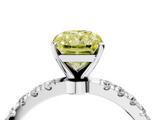 White gold Fancy Yellow Radiant  Solitaire Diamond Pavé Band with Four-Prong Setting_32