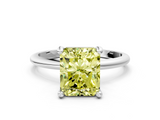White gold Fancy Yellow Radiant  Solitaire Diamond Ring with 4-Prong Setting on a Classic Band_3