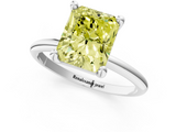 White gold Fancy Yellow Radiant  Solitaire Diamond Ring with 4-Prong Setting on a Classic Band_4