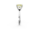 White gold Fancy Yellow Radiant  Solitaire Diamond Ring with 4-Prong Setting on a Classic Band_5