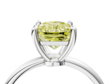 White gold Fancy Yellow Radiant  Solitaire Diamond Ring with 4-Prong Setting on a Classic Band_7