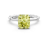 White gold Fancy Yellow Radiant  Solitaire Diamond Ring with Bamboo Band and Four-Prong Setting_23