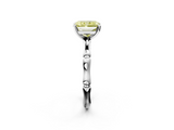 White gold Fancy Yellow Radiant  Solitaire Diamond Ring with Bamboo Band and Four-Prong Setting_25