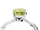 White gold Fancy Yellow Radiant  Solitaire Diamond Ring with Bamboo Band and Four-Prong Setting_27