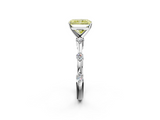 White gold Fancy Yellow Radiant  Solitaire Diamond Ring with Bezel Set Side Stones and Prong Setting_5
