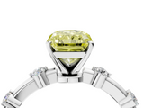 White gold Fancy Yellow Radiant  Solitaire Diamond Ring with Bezel Set Side Stones and Prong Setting_7