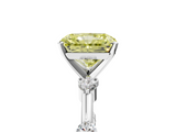 White gold Fancy Yellow Radiant  Solitaire Diamond Ring with Bezel Set Side Stones and Prong Setting_8