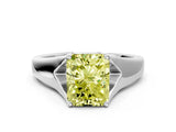 White gold Fancy Yellow Radiant  Solitaire Diamond Ring with Cathedral Band and Four-Prong Setting_66