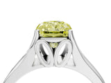White gold Fancy Yellow Radiant  Solitaire Diamond Ring with Cathedral Band and Four-Prong Setting_70