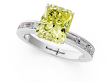 White gold Fancy Yellow Radiant  Solitaire Diamond Ring with Channel-Set Baguette Band and Four-Prong Setting_113