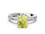 White gold Fancy Yellow Radiant  Solitaire Diamond Ring with Channel-Set Baguette Band and Four-Prong Setting_119