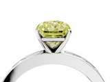 White gold Fancy Yellow Radiant  Solitaire Diamond Ring with Channel-Set Baguette Band and Four-Prong Setting_123
