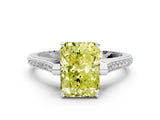 White gold Fancy Yellow Radiant  Solitaire Diamond Ring with Channel Set Band and Bezel Prong Setting_67