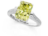 White gold Fancy Yellow Radiant  Solitaire Diamond Ring with Channel Set Band and Bezel Prong Setting_68