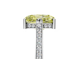 White gold Fancy Yellow Radiant  Solitaire Diamond Ring with Channel Set Band and Bezel Prong Setting_72