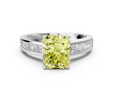 White gold Fancy Yellow Radiant  Solitaire Diamond Ring with Channel-Set Band and Four-Prong Setting_3