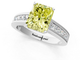 White gold Fancy Yellow Radiant  Solitaire Diamond Ring with Channel-Set Band and Four-Prong Setting_4