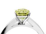 White gold Fancy Yellow Radiant  Solitaire Diamond Ring with Channel-Set Band and Four-Prong Setting_7