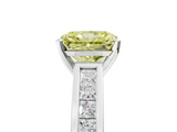 White gold Fancy Yellow Radiant  Solitaire Diamond Ring with Channel-Set Band and Four-Prong Setting_8