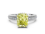 White gold Fancy Yellow Radiant  Solitaire Diamond Ring with Channel Set Band and Six-Prong Setting_48