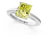 White gold Fancy Yellow Radiant  Solitaire Diamond Ring with Four-Prong Setting and Classic Band_4