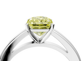White gold Fancy Yellow Radiant  Solitaire Diamond Ring with Four-Prong Setting and Classic Band_7