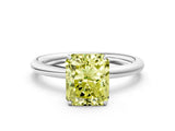 White gold Fancy Yellow Radiant  Solitaire Diamond Ring with Four-Prong Setting on a Plain Band_56