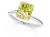 White gold Fancy Yellow Radiant  Solitaire Diamond Ring with Four-Prong Setting on a Plain Band_57