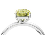 White gold Fancy Yellow Radiant  Solitaire Diamond Ring with Four-Prong Setting on a Plain Band_60