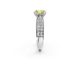 White gold Fancy Yellow Radiant  Solitaire Diamond Ring with Milgrain Pavé Band and Four-Prong Setting_22