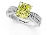 White gold Fancy Yellow Radiant  Solitaire Diamond Ring with Milgrain Pavé Band and Four-Prong Setting_27