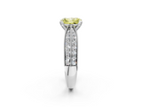 White gold Fancy Yellow Radiant  Solitaire Diamond Ring with Milgrain Pavé Band and Four-Prong Setting_30