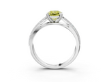White gold Fancy Yellow Radiant  Solitaire Diamond Ring with Milgrain Pavé Band and Four-Prong Setting_31