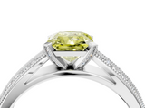 White gold Fancy Yellow Radiant  Solitaire Diamond Ring with Milgrain Pavé Band and Four-Prong Setting_32