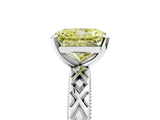 White gold Fancy Yellow Radiant  Solitaire Diamond Ring with Milgrain and Black Enamel X Pattern Band_194