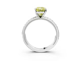 White gold Fancy Yellow Radiant  Solitaire Diamond Ring with Milgrain and Black Enamel X Pattern Band_197