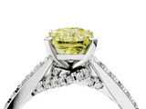 White gold Fancy Yellow Radiant  Solitaire Diamond Ring with Pavé Band and Four-Prong Setting_80