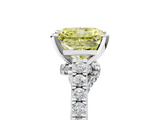 White gold Fancy Yellow Radiant  Solitaire Diamond Ring with Pavé Band and Four-Prong Setting_82