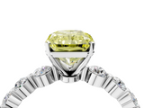 White gold Fancy Yellow Radiant  Solitaire Diamond Ring with Pave Band and Four-Prong Setting_200