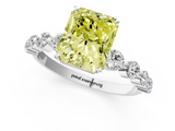 White gold Fancy Yellow Radiant  Solitaire Diamond Ring with Pave Band and Four-Prong Setting_201