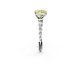 White gold Fancy Yellow Radiant  Solitaire Diamond Ring with Pave Band and Four-Prong Setting_202