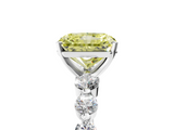 White gold Fancy Yellow Radiant  Solitaire Diamond Ring with Pave Band and Four-Prong Setting_205