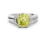 White gold Fancy Yellow Radiant  Solitaire Diamond Ring with Pave Band and Six-Prong Setting_32