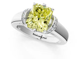 White gold Fancy Yellow Radiant  Solitaire Diamond Ring with Pave Band and Six-Prong Setting_33