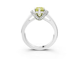 White gold Fancy Yellow Radiant  Solitaire Diamond Ring with Pave Band and Six-Prong Setting_35