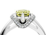 White gold Fancy Yellow Radiant  Solitaire Diamond Ring with Pave Band and Six-Prong Setting_36